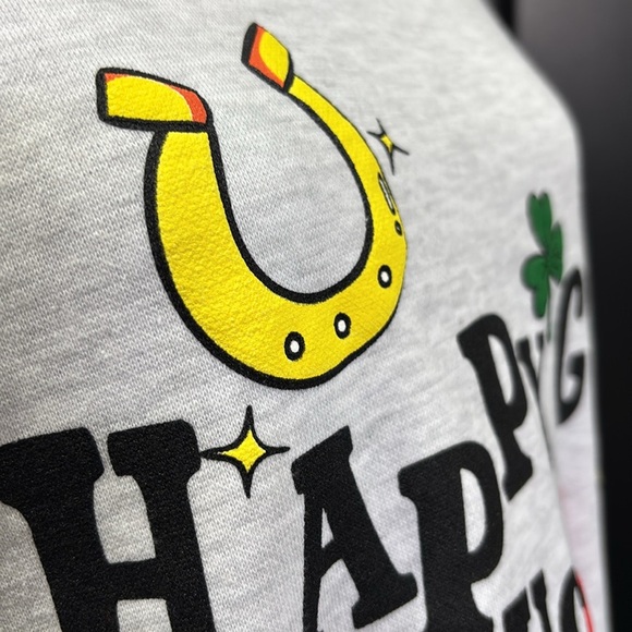 Pacific & Co. Happy Go Lucky, fleece lined,pullover sweatshirt,horseshoe,clover - Picture 2 of 9